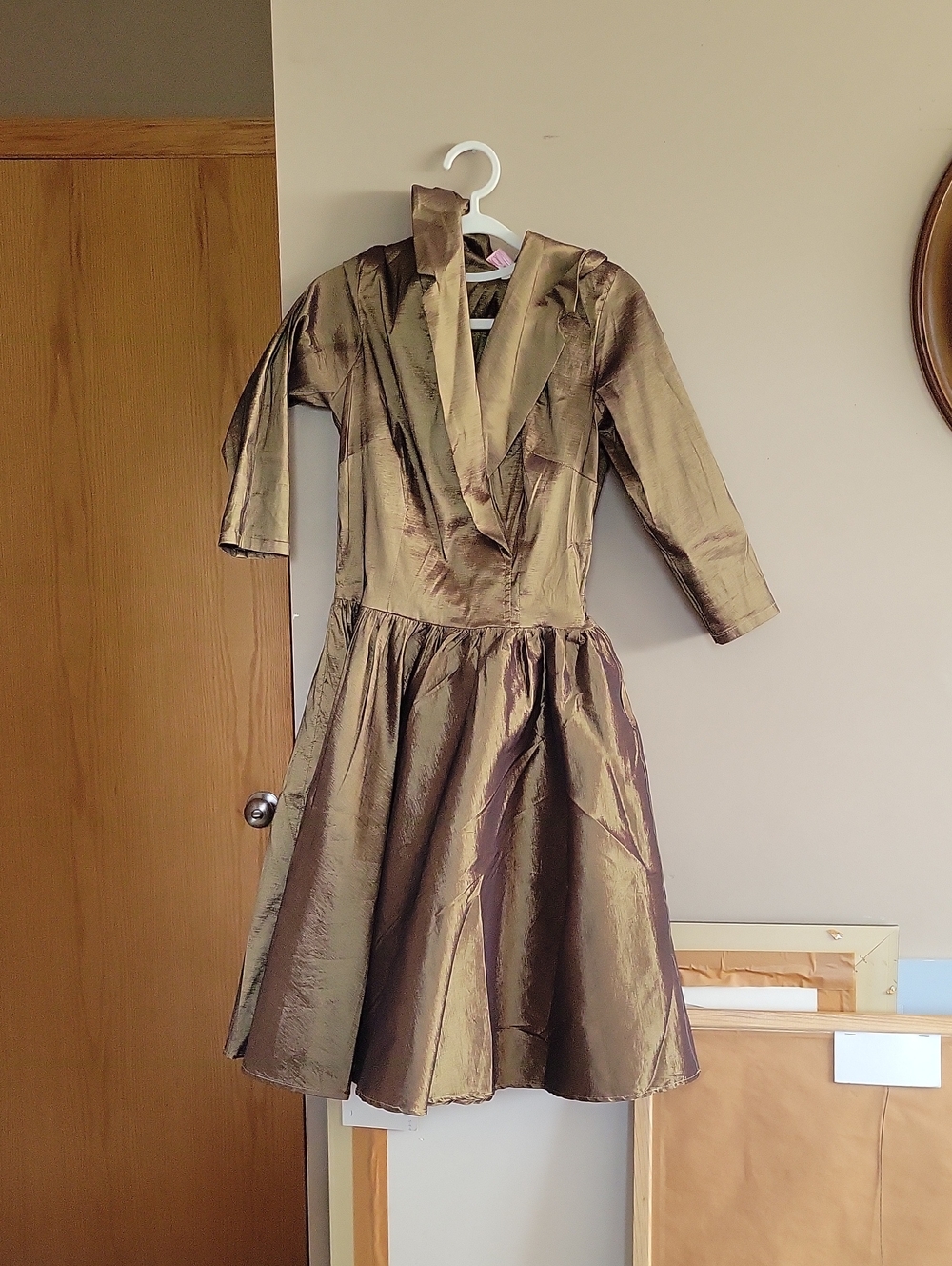 Pinup Couture Olive-Gold Iridescent Fit & Flare Midi Dress
